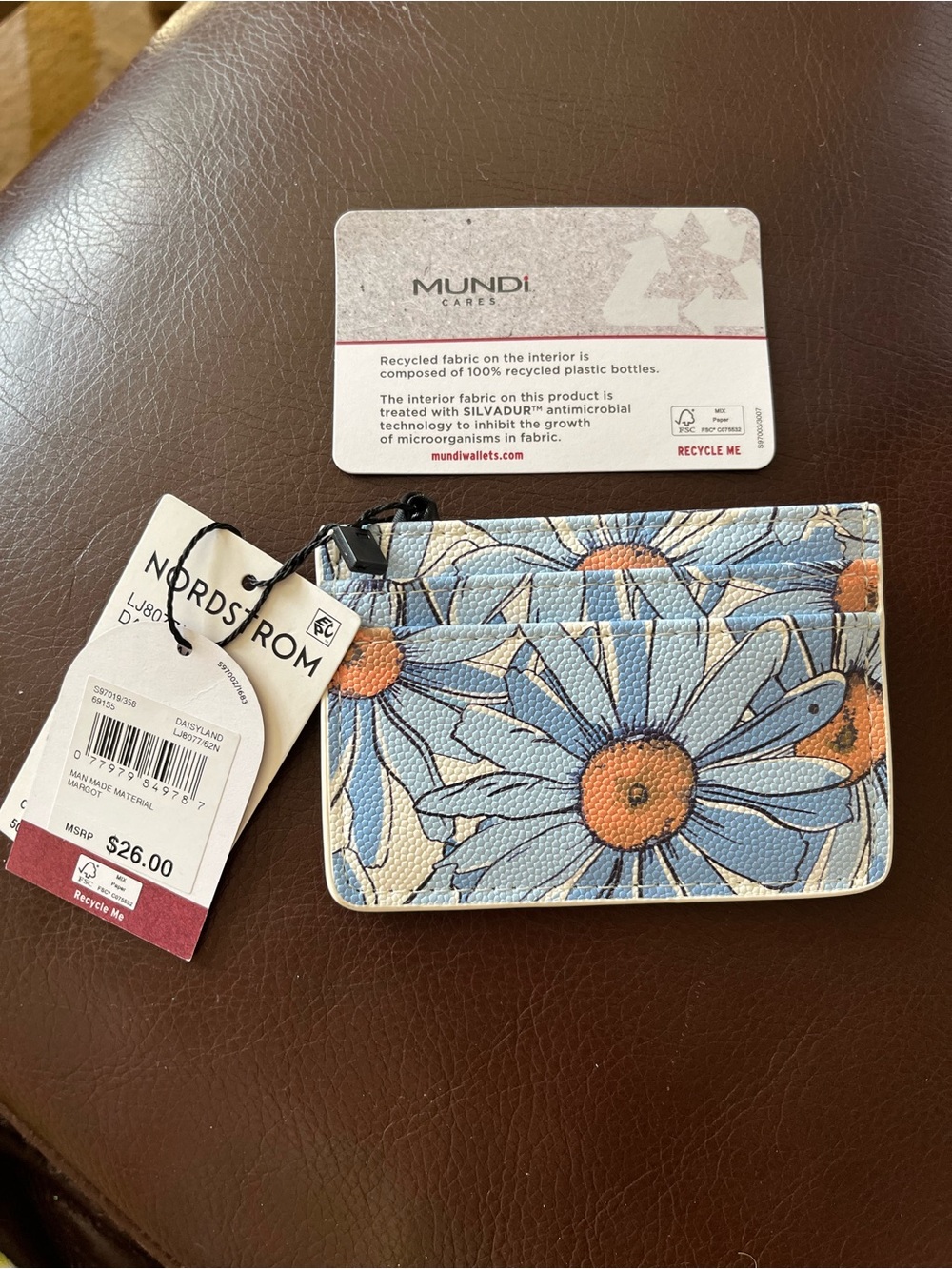 Mundi Daisyland Nordstrom Blue and Orange Floral Cardholder - Picture 2 of 4